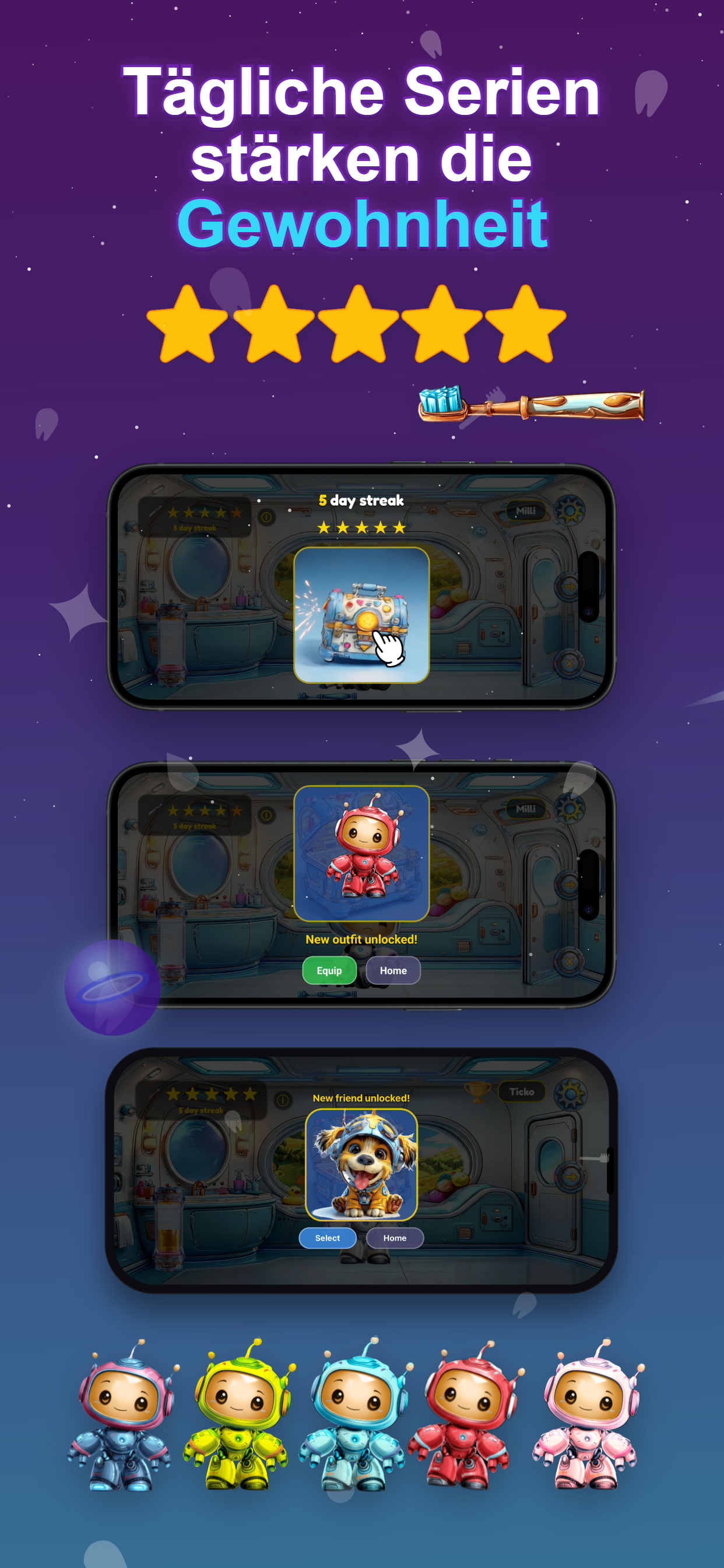 Ticko app child profile and streak screen