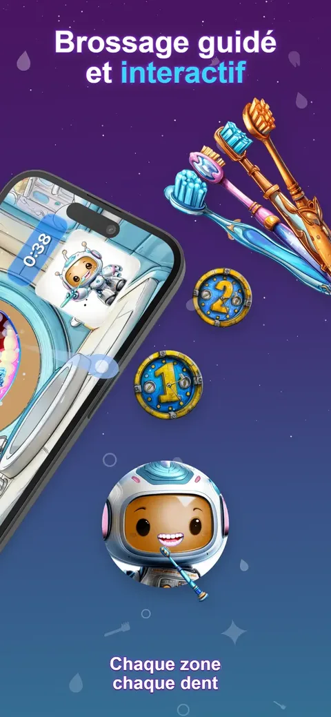 Brossage guidé et interactif — Chaque zone chaque dent